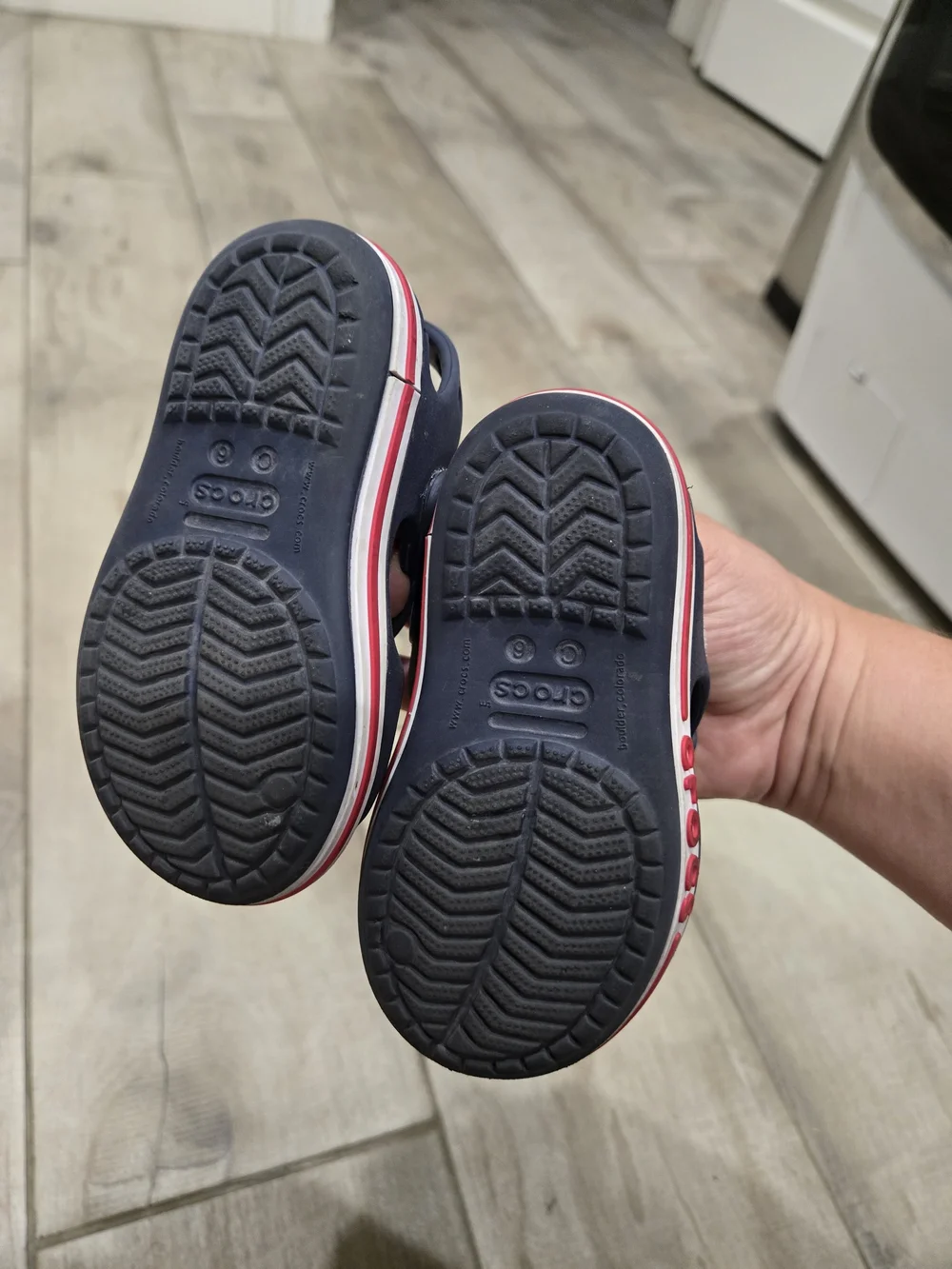 CROCS Kids Navy Blue Hook-and-Loop Sandals